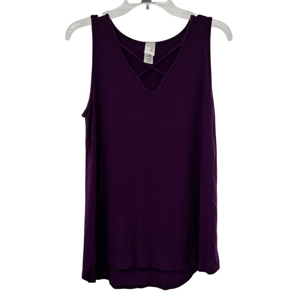 Brenda's Women's Criss Cross Neck Sleeveless Top Purple Size Small